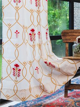 Urban Space - Cotton Window Curtains 5 Ft With Eyelets & Tieback 2 Pieces