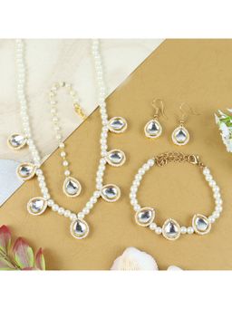 Asthetika Kids - White Drop Kundan Stone Jewellery Set