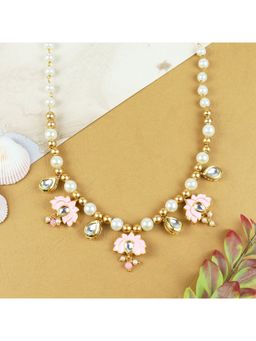 Asthetika Kids - Pink Meenakari Floral Kundan Necklace