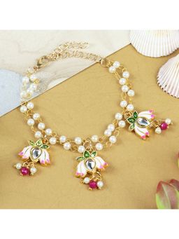 Asthetika Kids - Pink Meenakari Floral Kundan Bracelet