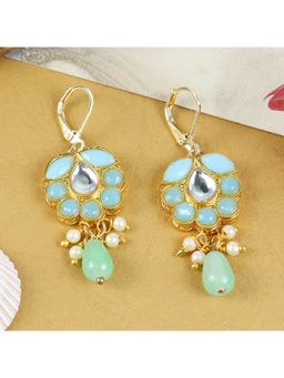 Asthetika Kids - Blue Floral Kundan Stone Earrings