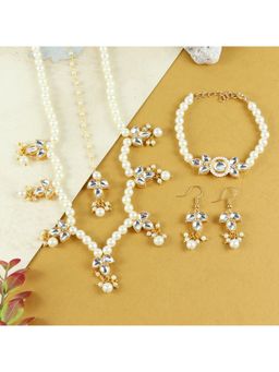 Asthetika Kids - Aesthetic Kids White Kundan Drop Stone Jewellery Set
