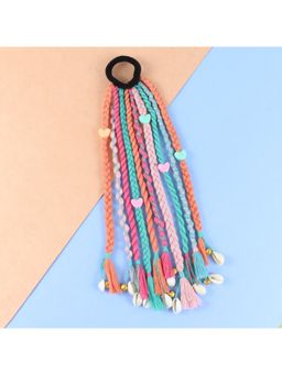Asthetika Kids - Multi-Color Hearts and Shell Hangings Braided Hair Tie