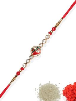 Accessher - Multi-Color Ganesh Rakhi with Roli Chawal & Card (Set of 3)