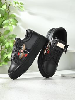 Fresh1947feet - Black Dual Size Technology Casual Sneakers