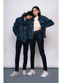 FREAKINS - Unisex Raw Dark Blue Jeans