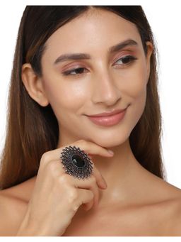 Zoey - Silver Oxidised Adjustable Rings For Women