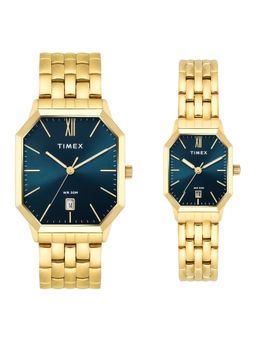 Timex - Trendline Stainless Steel Teal Dial Analog Couple Watches for Unisex-Tw00Pr356 (Medium)