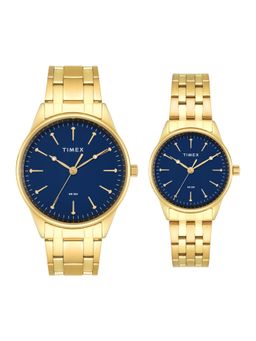 Timex - Trendline Stainless Steel Blue Dial Analog Couple Watches for Unisex-Tw00Pr357 (Medium)
