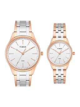 Timex - Trendline Stainless Steel Silver Dial Analog Couple Watches for Unisex-Tw00Pr359 (Medium)