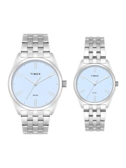 Timex - Trendline Stainless Steel Blue Dial Analog Couple Watches for Unisex-Tw00Pr360 (Medium)