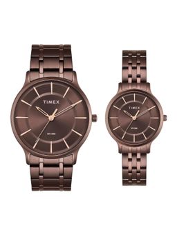 Timex - Trendline Stainless Steel Brown Dial Analog Couple Watches for Unisex-Tw00Pr364 (Medium)