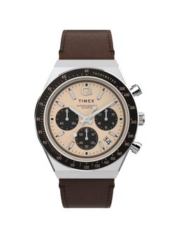 Timex - Q Diver Inspired Leather Rose Gold Dial Analog Watches for Men-Tweg26409 (Medium)