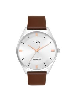 Timex - Trendline Leather Silver Dial Analog Watches for Men-Twtg14601T (Medium)