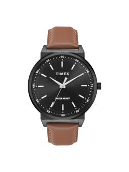 Timex - Trendline Leather Black Dial Analog Watches for Men-Twtg14700T (Medium)