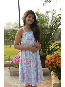 ZIP ZAP ZOOP - Light Blue Floral Print Backless Dress