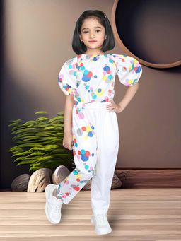 ZIP ZAP ZOOP - White Polka Dot Multicolor Print Jumpsuit