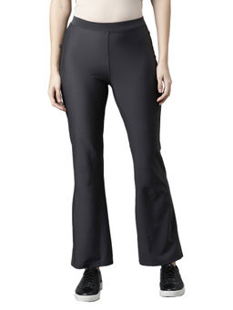 Go Colors - Women Solid Silver Grey High Rise Bell Bottom