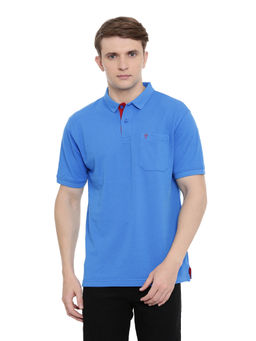 Classic Polo - Men Cotton Solid Half Sleeve Authentic Fit Polo Neck Blue Color T-Shirt