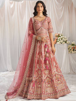 Panchhi - Gotapatti and Moti Embroidery Semi-Stitched Lehenga Choli and Dupatta (Set of 3)