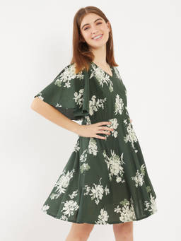 Zink London - Womens Green Printed Dress