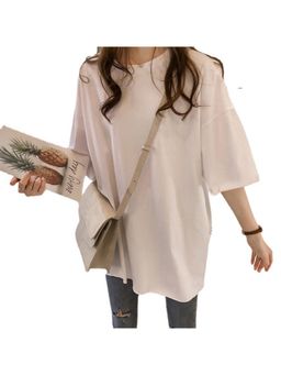 Outzidr - White Basic Solid Oversized T-Shirt