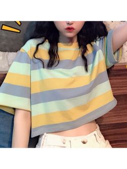 Outzidr - Yellow Stripes Boxy T-Shirt