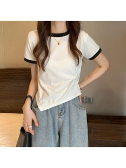 Outzidr - White Contrast Binding Ringer T-Shirt