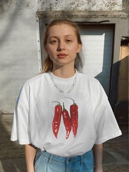 Outzidr - White Chest Print T-Shirt