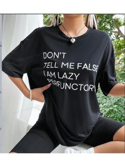 Outzidr - Black Typography Print T-Shirt