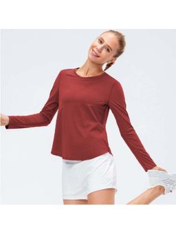 Outzidr - Rust Round Neck Full Sleeve T-Shirt