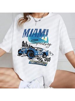 Outzidr - White Graphic Print T-Shirt