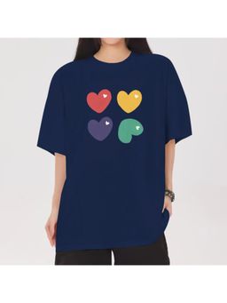 Outzidr - Navy Blue Graphic Print T-Shirt