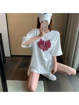 Outzidr - White Graphic Print T-Shirt