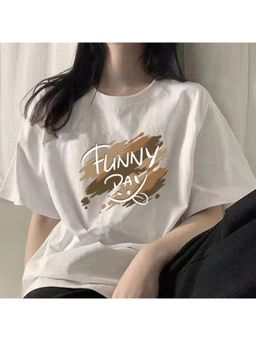 Outzidr - White Typography Print T-Shirt