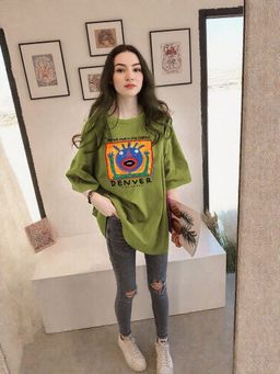 Outzidr - Green Graphic Print T-Shirt