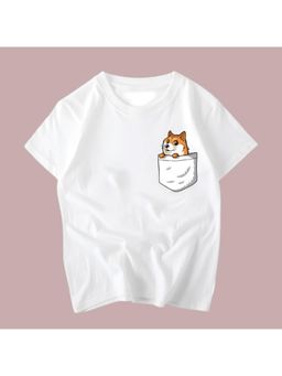 Outzidr - White Graphic Print T-shirt