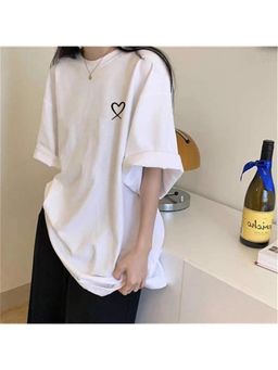 Outzidr - White Graphic Print T-Shirt