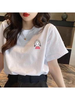 Outzidr - White Graphic Print T-Shirt