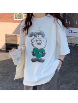 Outzidr - White Graphic Print T-Shirt