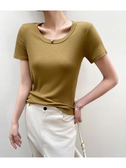 Outzidr - Olive Round Neck Relaxed Fit T-Shirt