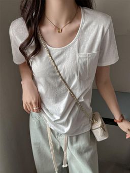 Outzidr - White Round Neck Relaxed Fit T-Shirt