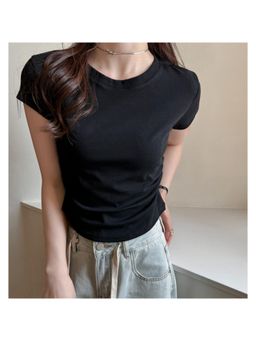Outzidr - Black Round Neck Regular T-Shirt