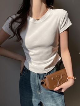 Outzidr - White Round Neck Regular T-Shirt