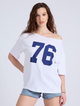 Outzidr - White Graphic Oversized T-Shirt