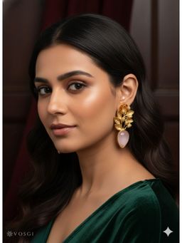 Vosgi - Pink Crystal Berry - White Crystal Stone Earrings