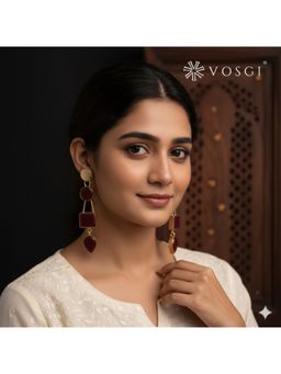 Vosgi - Red Sky Dangle - Handmade Blue Stone Earrings