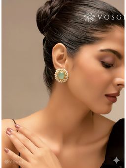 Vosgi - Green Sea Pearl - Stone Earrings