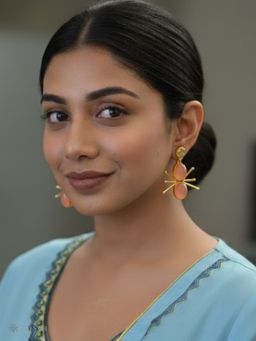 Vosgi - Peach Radiant Orbit Drop Earrings