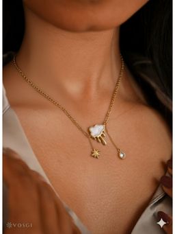 Vosgi - White Gem Drop Charm Necklace